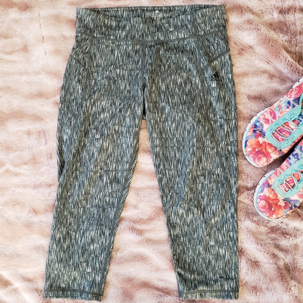 Adidas Space Dye Green Capri Active Pants